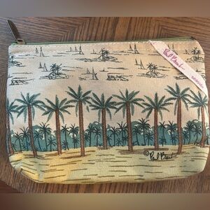 Paul Brent Sun N Sand Zip Cosmetic Bag Palm Trees Tropical Make Up Pouch